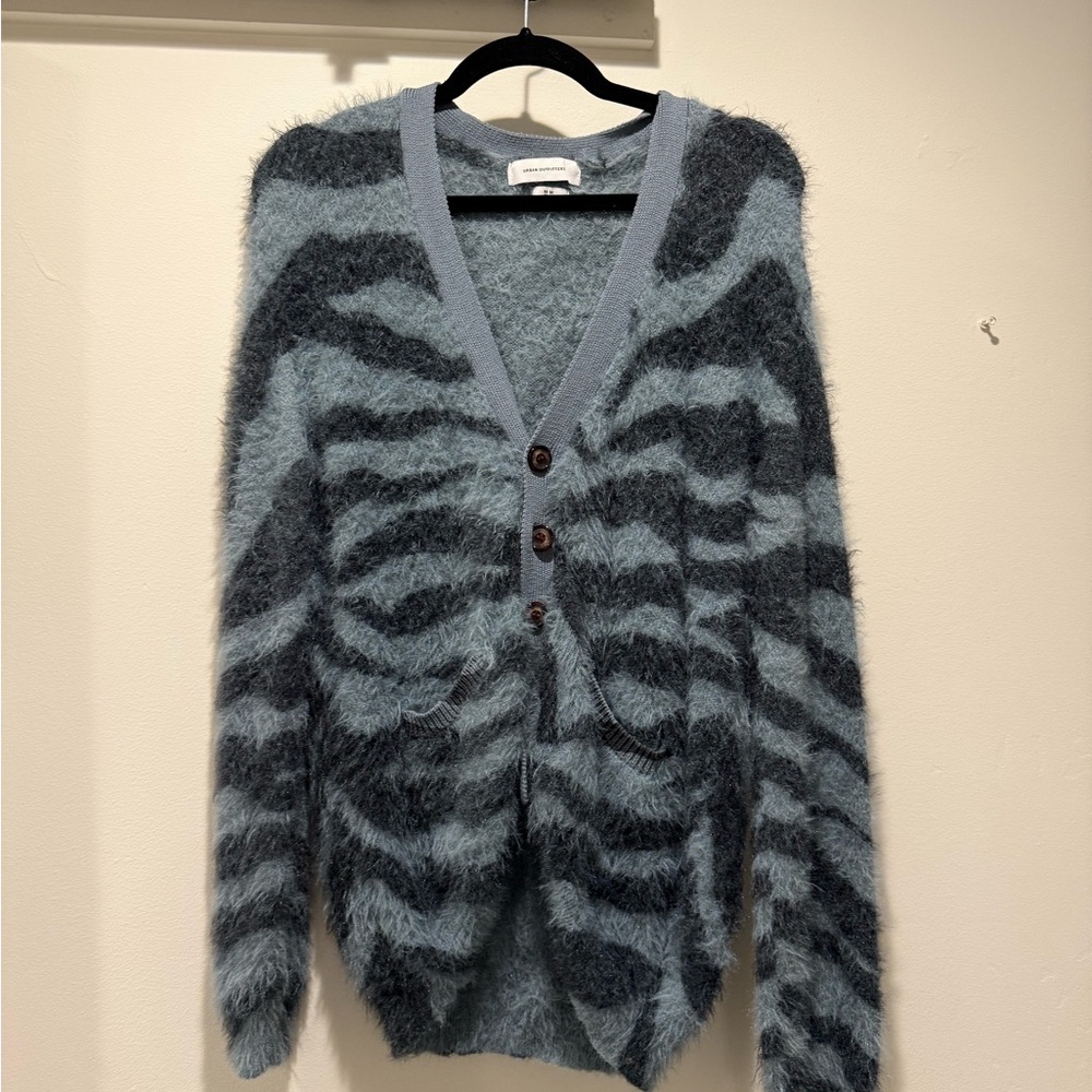 Zebra Pattern Fuzzy Cardigan